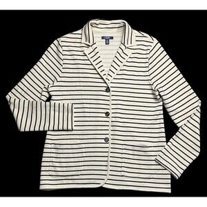 Chaps By Ralph Lauren Logo Button Front Cardigan Women’s Large Striped Sweater